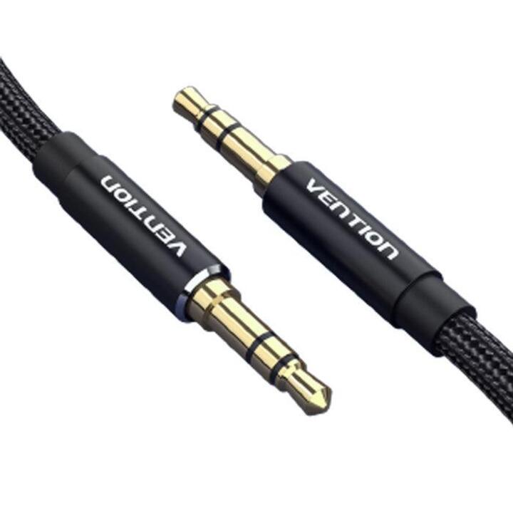 VENTION BAWBF Cotton Braided 3.5mm Male to Male Audio Cable 1M Black Aluminum Alloy Type