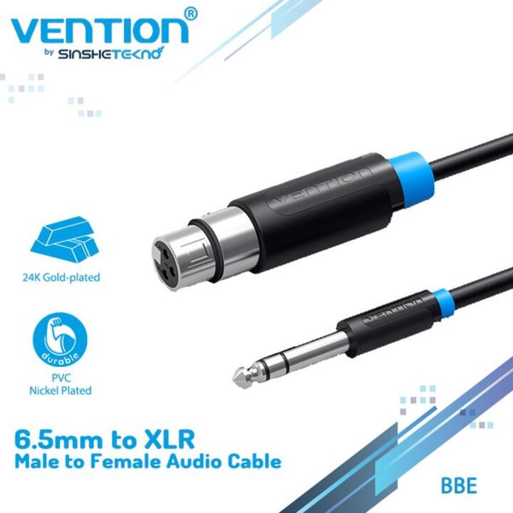 VENTION BBEBH 6.5mm Male to XLR Female Audio Cable 2M Black