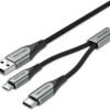 VENTION CQGHD USB 2.0 A Male to USB-C&Micro-B Male Y-Splitter Cable 0.5M Gray Aluminum Alloy Type