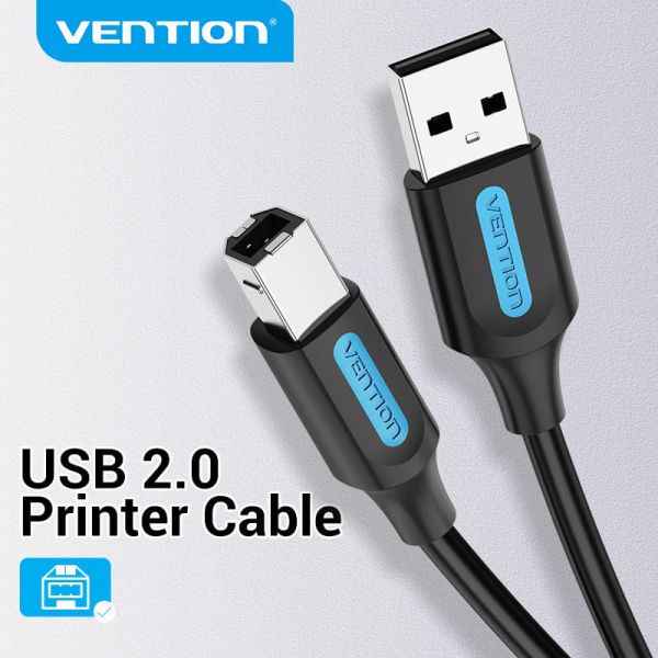 პრინტერის კაბელი VENTION COQBF USB 2.0 A Male to B მამრობითი კაბელი 1M შავი PVC ტიპი