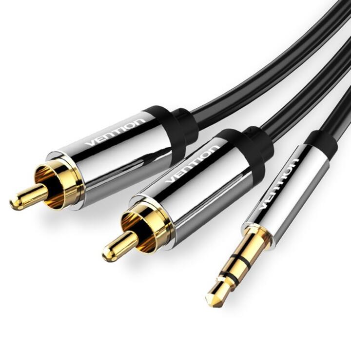 VENTION BCFBF 3.5mm Male to 2RCA Male Audio Cable 1M Black Metal Type