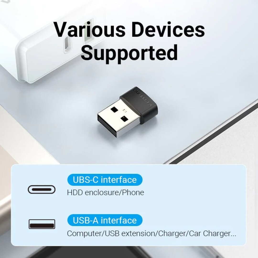 VENTION CDWB0 USB 2.0 Male to USB-C Female Adapter Black PVC Type