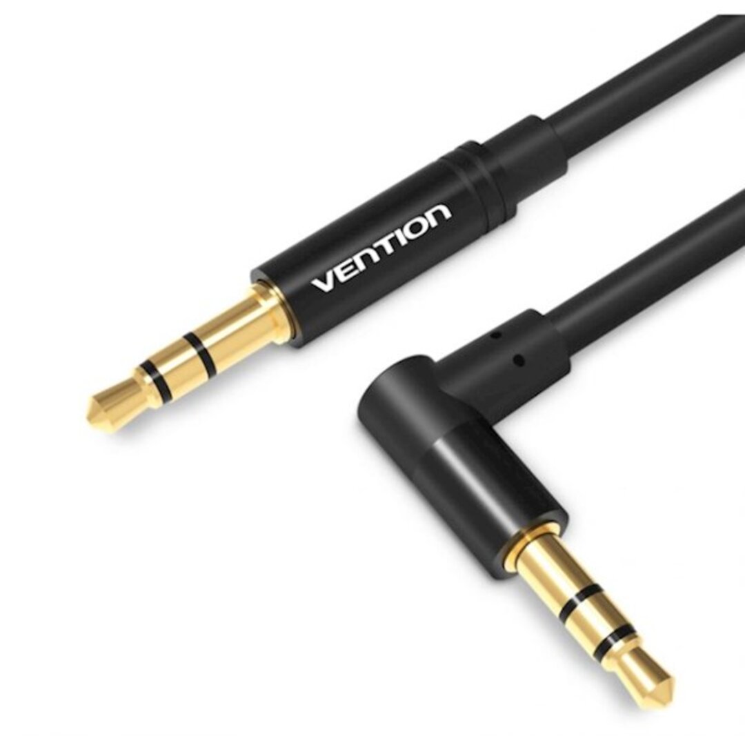 VENTION BAKBF-T 3.5mm Male to 90°Male Audio Cable 1M Black Metal Type