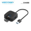 VENTION CHABB Single Port USB3.0 / 3 Ports USB 2.0 HUB 0.15M Black