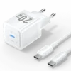 VENTION TZ-FEPW0-EU-01 1-Port USB-C GaN Charger (20W) with USB-C to USB-C Cable (1M) EU-Plug White