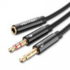 VENTION BBTBY 2*3.5mm Male to 4 Pole 3.5mm Female Audio Cable 0.3M Black ABS Type