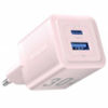 VENTION FEQP0-EU 2-Port USB (C + A) GaN Charger (30W/30W) EU-Plug Pink