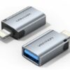VENTION CUCH0 USB-A Female to Lightning Male OTG Adapter Gray Aluminum Alloy Type