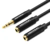 VENTION BBWBY 3.5mm Male to 2*3.5mm Female Stereo Splitter Cable 0.3M Black Metal Type