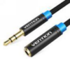 VENTION VAB-B06-B100-M Cotton Braided 3.5mm Audio Extension Cable 1M Black Metal Type