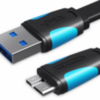 VENTION VAS-A12-B025 Flat USB3.0 A Male to Micro B Male Cable 0.25M Black
