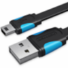 VENTION VAS-A14-B100 Flat USB2.0 A Male to Mini 5 Pin Male Cable 1M Black