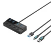 VENTION CHWBF USB 3.0 to USB 3.0 x4+USB C Hub With Individual Power Switches 1M Black