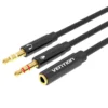 VENTION BBTBY 2*3.5mm Male to 4 Pole 3.5mm Female Audio Cable 0.3M Black ABS Type