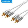 VENTION BCQIL Cotton Braided 2RCA Male to Male Audio Cable 10M Silver Aluminum Alloy Type