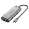 VENTION CNDHB Type-C to HDMI/USB3.0*3/RJ45/TF/SD/PD Converter 0.15M Gray Metal Type