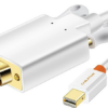 CABLETIME CT-AV588-05G-W1.8 CABLETIME Mini DisplayPort To VGA Cable Mini DP Male To VGA/SVGA  Male Support Full HD   (1920*1080p) Gold Plated  WHITE
