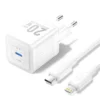 GaN Charger (20W) with USB-C to Lightning Cable (1M) EU-Plug White