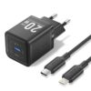VENTION TZ-FEPB0-EU-02  1-Port USB-C GaN Charger (20W) with USB-C to Lightning Cable (1M) EU-Plug Black