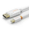 CABLETIME CT-AV588-02G-W3 Mini DisplayPort  to DisplayPort Cable, CABLETIME  Mini DP to DP Cable Adapter 4K Resolution Ready WHITE