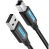 VENTION COQBL USB 2.0 A Male to B Male Cable with Ferrite Cores 10M Black PVC Type
