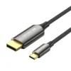 VENTION CRFBH Cotton Braided 8K Bi-Directional USB-CMale to DisplayPort Male Cable 2M Black Zinc Alloy Type