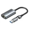 VENTION CFQHB USB-C + USB-A to Gigabit Ethernet Adapter 0.15M Gray Aluminum Alloy Type